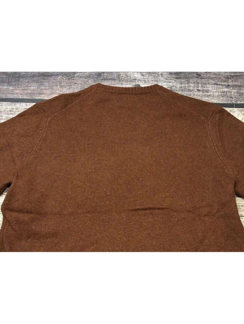 Black Brown 1826 Sweater Mens Large Lambswool V-Neck Pullover Brown